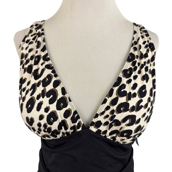 Bleu Rod Beattie Tankini Women's 14 Cheetah Padded Swim Top Adjustable Strap - Picture 5 of 9